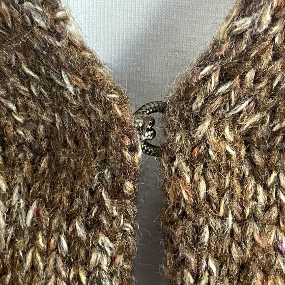 Cabi Women Ruffle Hem Brown Marled Knit Sweater Poncho Shawl One Sz Boho Hippie - Picture 6 of 15